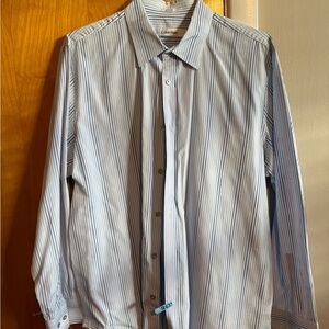 Calvin Klein Men's Light Blue Pinstripe Dress Shirt